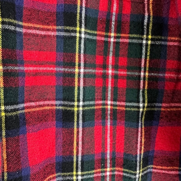 L.L. Bean Scotch Plaid Flannel Shirt Button Down Sz XLP XL Petite Red Green - Picture 3 of 5